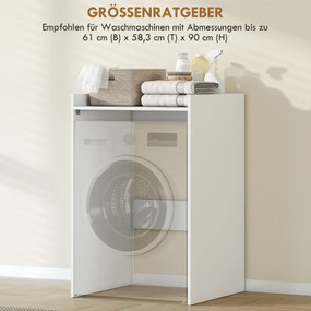 HOMCOM Szafka łazienkowa wnękowa z otwartą półką, szafka łazienkowa do małych pomieszczeń, 64 x 60 x 97,5 cm, Biały | Aosom PL