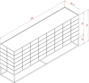 Czterodrzwiowa komoda szeroka na złotych płozach Rose Hill RH01