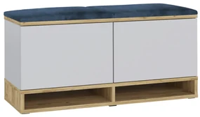 Szafka na buty z siedziskiem DUBAI biała/dąb craft/granatowa MEBLOWA 1
