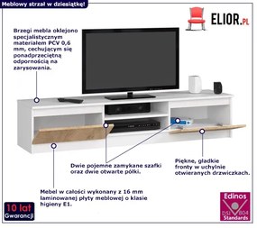 Skandynawska szafka RTV biała + dąb sonoma Nuwo