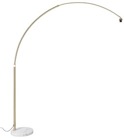 Lampa łukowa mosiądz z białą marmurową podstawą regulowana - XXL