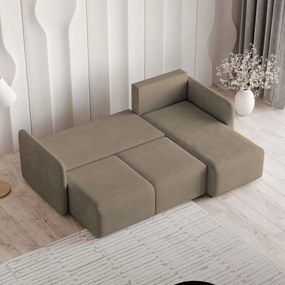 Masseno Narożnik SUVINO z funkcją spania i pojemnikiem na pościel Narozniki L, Rozkładana sofa - Brązowy, NEVE 16