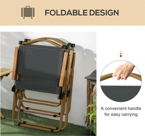 Outsunny Krzesła kempingowe, 2x Krzesło plażowe, składane, Stal, Wygląd drewna, Ciemnoszary