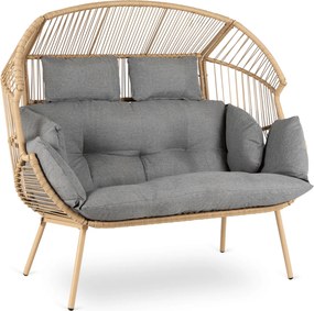 Fotel Ogrodowy KORYNT Dwuosobowy Kokon Szary Nowoczesny Boho