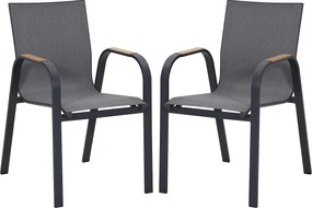 Zestaw 2 składanych foteli ogrodowych z aluminium i textylenu - Antracytowy - ZEYVA od MYLIA