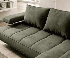 Nowoczesny narożnik Nalik L z eleganckimi przeszyciami oraz zagłówki na metalowych uchwytach