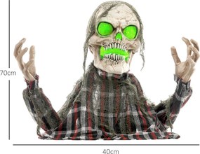 HOMCOM Dekoracja na Halloween Groundbreaker-Szkielet, giętkie ramiona, świecące oczy, upiorny wyc