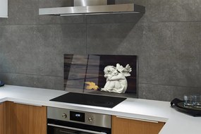 Szklany Panel Śpiący Aniołek na Drewnie