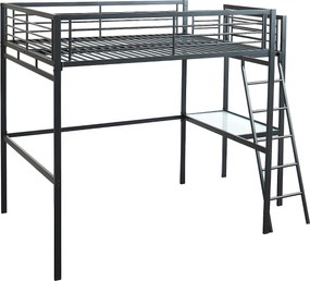 Łóżko antresola CASUAL – blat biurka – kolor antracytowy i piankowy materac 140 × 190 cm