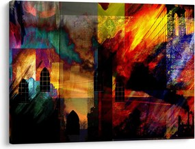 Obraz - Kolorowa abstrakcja miasta (70x50 cm)