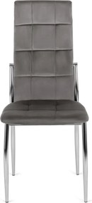 Krzesło Tapicerowane do Jadalni MOLLY Szare Welurowe Nowoczesne