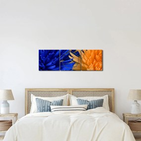 Szczegółowy obraz kwiatów (z zegarem) (90x30 cm)