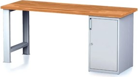 Stół warsztatowy MECHANIC, 2000x685x880 mm, 1x szafka, szary
