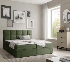 Zielone łóżko tapicerowane z pojemnikiem 5 rozmiarów S1-B07