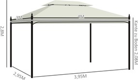 Pawilon Ogrodowy 3x4m Kremowy z Podwójnym Daszkiem Namiot Imprezowy Festyn Stylowa Pagoda | Aosom PL