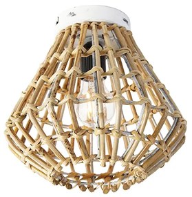 Wiejska lampa sufitowa bambusowa z bielą - Canna Diamond Rustykalny / Vintage Oswietlenie wewnetrzne