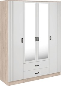 Skandynawska szafa z lustrem dąb sonoma + biały F7-K83