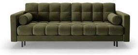 Zielona aksamitna rozkładana sofa ze schowkiem 222 cm Bali – Cosmopolitan Design