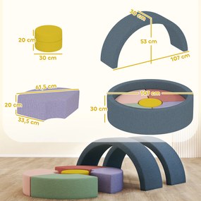 AIYAPLAY Zestaw 7 miękkich klocków piankowych dla maluchów — sztruksowy, odpinany pokrowiec, różne kształty, kolorowy