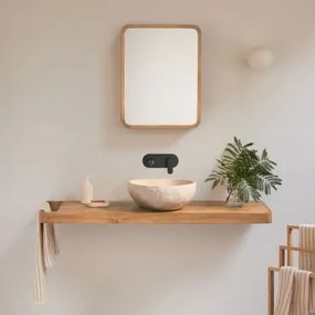 Zestaw Mebli Łazienkowych 130x45 Cm Wiszący Z Drewna Tekowego Neill Drewno Tekowe & Nieregularna - Sklum