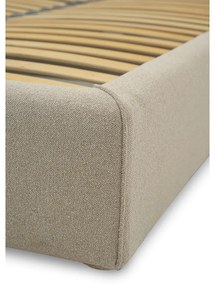 Beżowe tapicerowane łóżko dwuosobowe ze schowkiem ze stelażem 140x190 cm Sea – Scandic