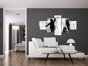 Obraz - Sztuka uliczna - zamieszanie (125x70 cm)