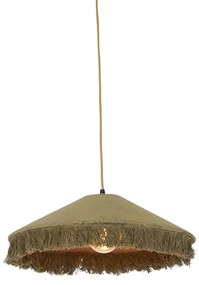 Retro Lampa wisząca zielony welur z frędzlami - Frills ArtDeco Oswietlenie wewnetrzne