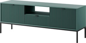 Szafka RTV: 1 szuflada, 2 drzwi, labrador, Czarna, 154 x 56 x 39 cm, Czarne uchwyty