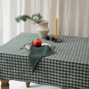 Lniany obrus 140x250 cm Forest Green Gingham – Linen Tales