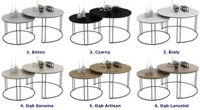 Industrialny zestaw stolików kawowych czarny + dąb artisan - Olona 4X