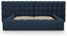 Ciemnoniebieskie tapicerowane łóżko dwuosobowe ze schowkiem i stelażem 180x200 cm Mamaia – Micadoni Home