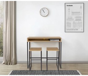 Czarny/w naturalnym kolorze stołek w dekorze dębu Frame – Woodman