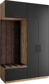 Masseno Garderoba REMA 150/240/60 cm Nowoczesna Szafa do Przedpokoju Dąb lefkas, MONOLITH 29 (Brązowy)