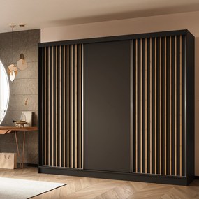 Szafa Przesuwna LAMELLO 240 cm Szafa Trzydrzwiowa Czarna