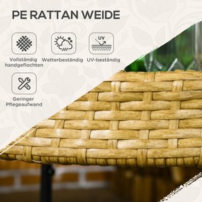 Outsunny Wózek Serwisowy na Zewnątrz, 2 Półki, Hamulce, Polirattan, Konstrukcja ze Stali, Φ50 x 66 cm, Żółty