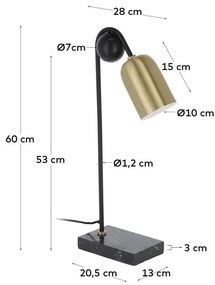 Lampa stołowa w czarno-złotym kolorze (wysokość 60 cm) Natsumi – Kave Home