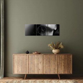 Obraz - Portret kobiety z czerwoną szminką (z zegarem) (90x30 cm)