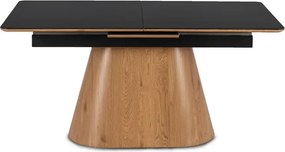 Stół Rozkładany Prostokątny LIZBONA 160-200 cm Ceramiczny Czarny/Dąb do Jadalni Skandynawski