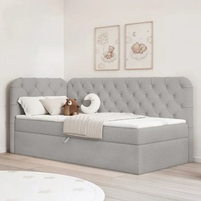 Łóżko Tapicerowane 90x200 cm VELA Młodzieżowe Lewostronne Szare Welurowe Glamour
