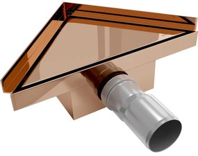 Mexen Flat-T M13 wpust podłogowy trójkątny 20 x 20 cm, różowe złoto - 1610320