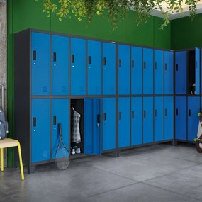 Szafa socjalna BHP ubraniowa 10-drzwiowa antracytowo-niebieska: BARTEK 1360 x 1720 x 450 mm