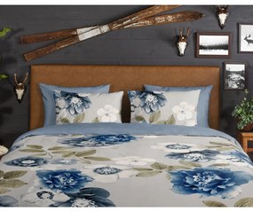 Niebiesko-szara flanelowa pościel dwuosobowa 200x220 cm Gabin – Good Morning