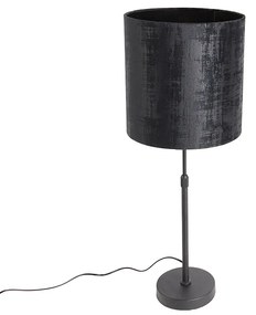 Lampa stołowa z czarnym aksamitnym abażurem, czarna, 25 cm, regulowana - Parte Nowoczesny Oswietlenie wewnetrzne