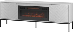 Szafka RTV z kominkiem Aspen 02 biały mat/czarny 180 cm