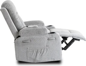 Fotel Masujący BOX 2 Rozkładany z Podnóżkiem Szary Nowoczesny