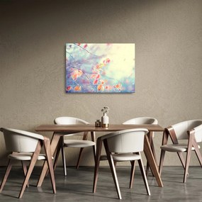 Obraz na szkle - Listki w lodzie (70x50 cm)