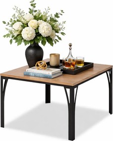 Nowoczesny stolik kawowy z metalowym stelażem czarny + dąb lancelot F5-Z92