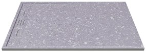 Brodzik płaski posadzkowy lub wpuszczany w posadzkę do przycięcia z żywicy SMC - Efekt szarego lastryko - 140 x 90 cm - LYROSA