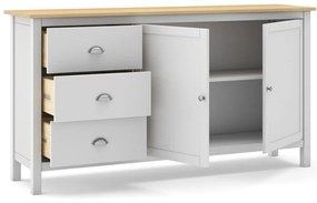 Biało-naturalna niska komoda z drewna sosnowego 150x80,5 cm Misti – Marckeric
