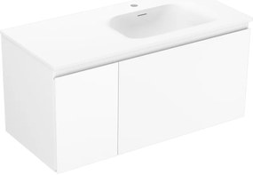 Mexen Orio szafka łazienkowa 100 cm z umywalką Vela prawą, 1S, 1D, biała mat - 91A13-10047-3-BBFF01-W23P01